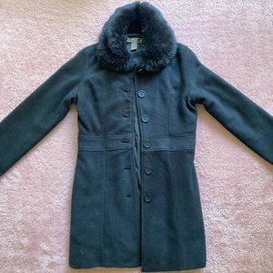 Early 2000s faux fur black peacoat with pockets
